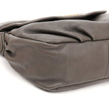 Grey Leather Classic Q 2-Way Bag