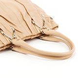 Tan Leather Pillow Tote Bag