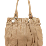 Tan Leather Pillow Tote Bag
