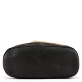 106294 Beige Suede Wood Handle Bucket Bag