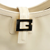 005 0818 Ivory Patent Leather Square G Shoulder Bag