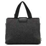 Fall 1999 Grey Black Wool Leather Padlock Tote Bag
