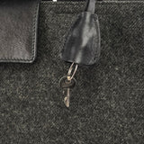 Fall 1999 Grey Black Wool Leather Padlock Tote Bag
