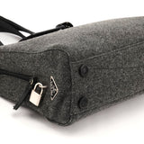 Fall 1999 Grey Black Wool Leather Padlock Tote Bag