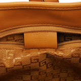 002 1068 Jackie Schultertasche aus Veloursleder in Orange und Hellbraun