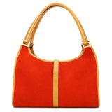 002 1068 Jackie Schultertasche aus Veloursleder in Orange und Hellbraun