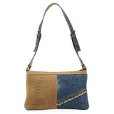 Spring 2002 Blue Beige Denim Suede Patchwork Shoulder Bag
