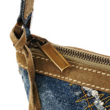 Spring 2002 Blue Beige Denim Suede Patchwork Shoulder Bag