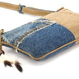 Spring 2002 Blue Beige Denim Suede Patchwork Shoulder Bag