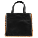 Mini borsa tote in cavallino leopardato marrone e nero