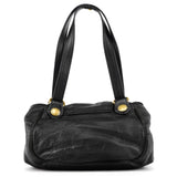 Ring Tote Bag aus schwarzem Leder