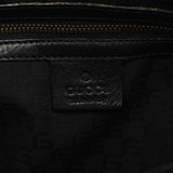 110177 Borsa a spalla in pelle nera con manico in legno ritorto