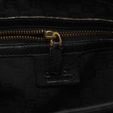 110177 Borsa a spalla in pelle nera con manico in legno ritorto