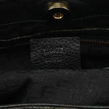 110177 Borsa a spalla in pelle nera con manico in legno ritorto