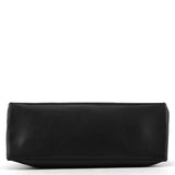 110177 Borsa a spalla in pelle nera con manico in legno ritorto