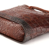 Tote Bag aus braunem Leder mit Krokoprägung