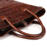 Tote Bag aus braunem Leder mit Krokoprägung