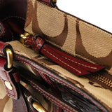 12466 Beige Burgundy Python Hamptons Tote Bag