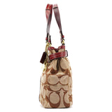 12466 Beige Burgundy Python Hamptons Tote Bag