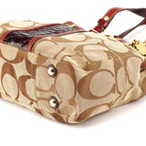 12466 Beige Burgundy Python Hamptons Tote Bag