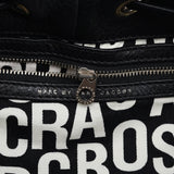 Black Leather Classic Q Drawstring Tote Bag