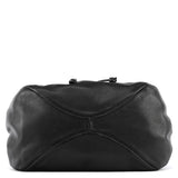 Black Leather Classic Q Drawstring Tote Bag