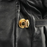 Black Leather Knotted Handle Tote Bag