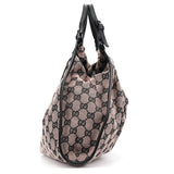 76554 Rynket skuldertaske i rosa og sort GG canvas
