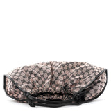 76554 Rynket skuldertaske i rosa og sort GG canvas