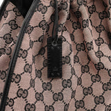 76554 Rynket skuldertaske i rosa og sort GG canvas