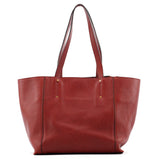 Burgundy Leather Side Zip Tassel Tote Bag