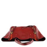 Burgundy Leather Side Zip Tassel Tote Bag