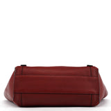 Burgundy Leather Side Zip Tassel Tote Bag