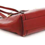Burgundy Leather Side Zip Tassel Tote Bag