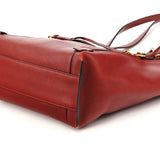 Burgundy Leather Side Zip Tassel Tote Bag