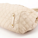 Mini Stam 2-Way Tasche aus elfenbeinfarbenem gestepptem Leder