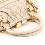Mini Stam 2-Way Tasche aus elfenbeinfarbenem gestepptem Leder