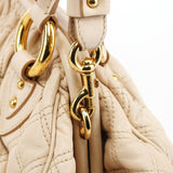 Mini Stam 2-Way Tasche aus elfenbeinfarbenem gestepptem Leder
