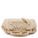 Mini Stam 2-Way Tasche aus elfenbeinfarbenem gestepptem Leder