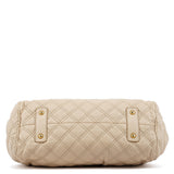 Mini Stam 2-Way Tasche aus elfenbeinfarbenem gestepptem Leder