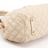 Mini Stam 2-Way Tasche aus elfenbeinfarbenem gestepptem Leder