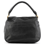 Black Leather Turnlock Pocket 2-Way Bag