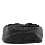 Black Leather Turnlock Pocket 2-Way Bag