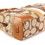 11072 Turnlock shopper van beige en cognac Signature canvas