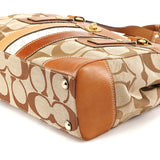 11072 Turnlock shopper van beige en cognac Signature canvas