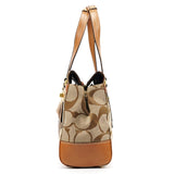 11072 Turnlock shopper van beige en cognac Signature canvas