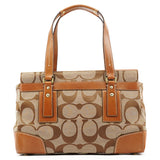 11072 Turnlock shopper van beige en cognac Signature canvas