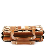 11072 Turnlock shopper van beige en cognac Signature canvas