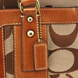 11072 Turnlock shopper van beige en cognac Signature canvas