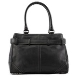 F11199 Torebka tote Hamptons z czarnej gładkiej skóry